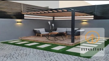 تصميم وتركيب البرجولات والعشب الصناعي في الباحة | حلول حدائق عصرية